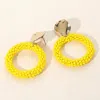 Fashnzfab Seed Bead Open Circle Dangle Earrings In Multi