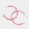 Fashnzfab Seed Bead Wrapped Wavy Hoop Earrings - Lavender In Pink