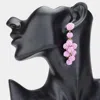 Fashnzfab Seed Beaded Ball Cluster Vine Dangle Earrings - Lavender In Pink