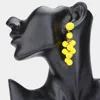 Fashnzfab Seed Beaded Ball Cluster Vine Dangle Earrings - Yellow In Yellow