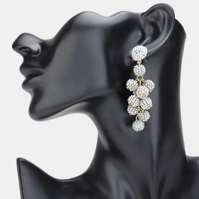 Fashnzfab Seed Beaded Ball Cluster Vine Dangle Earrings In Metallic