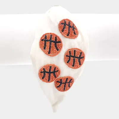 Fashnzfab Seed Beaded Basketball Burnout Knot Headband In Orange