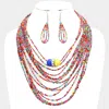 Fashnzfab Seed Beaded Bib Necklace In Multi