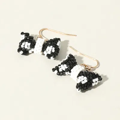 Fashnzfab Seed Beaded Bow Earrings In Multi
