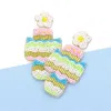 Fashnzfab Seed Beaded Cactus Dangle Earrings In Multi