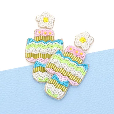 Fashnzfab Seed Beaded Cactus Dangle Earrings In Multi