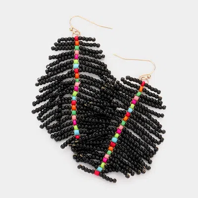 Fashnzfab Seed Beaded Dangle Earrings In Black