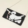Fashnzfab Seed Beaded Dog Flap Envelope Clutch Bag / Crossbody Bag In Black