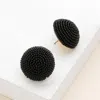 Fashnzfab Seed Beaded Dome Earrings - Black In Brown