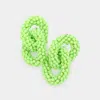 Fashnzfab Seed Beaded Double Open Circle Link Dangle Earrings - Green In Green