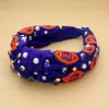 Fashnzfab Seed Beaded Football Pearl Stone Cluster Embellished Knot Headband In Multi