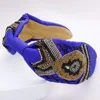 Fashnzfab Seed Beaded Headband In Blue