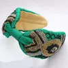 Fashnzfab Seed Beaded Headband In Green