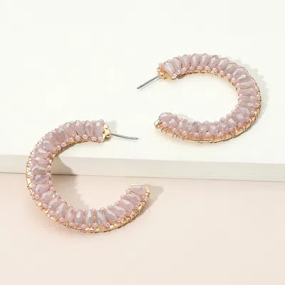 Fashnzfab Seed Beaded Hoop Earrings In Gold