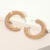 Fashnzfab Seed Beaded Hoop Earrings In Gold