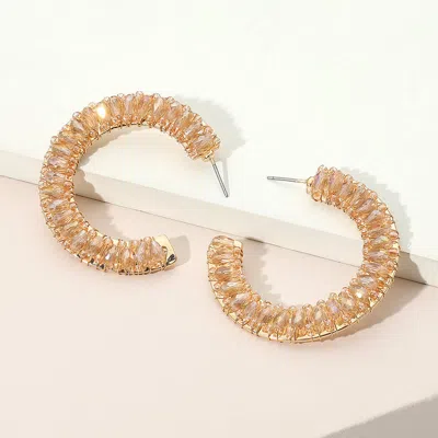 Fashnzfab Seed Beaded Hoop Earrings In Gold