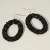 Fashnzfab Seed Beaded Oval Ring Dangle Earrings In Black