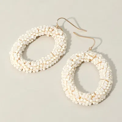 Fashnzfab Seed Beaded Oval Ring Dangle Earrings In Gold