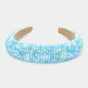 Fashnzfab Seed Beaded Padded Headband In Blue