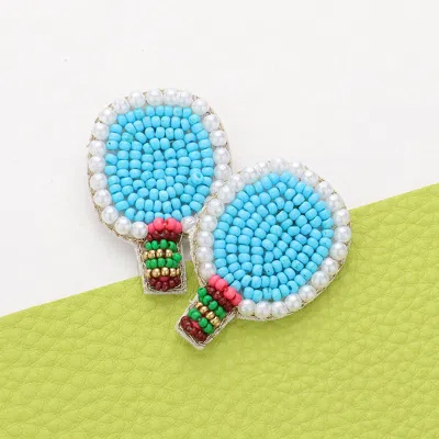 Fashnzfab Seed Beaded Pickleball Paddle Earrings In Blue