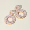 Fashnzfab Seed Beaded Ring Dangle Earrings - Gold, Lavender In Pink