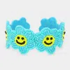 Fashnzfab Seed Beaded Smile Flower Cuff Bracelet Turquoise In Blue