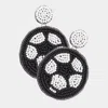 Fashnzfab Seed Beaded Soccer Dangle Earrings - Black In Black