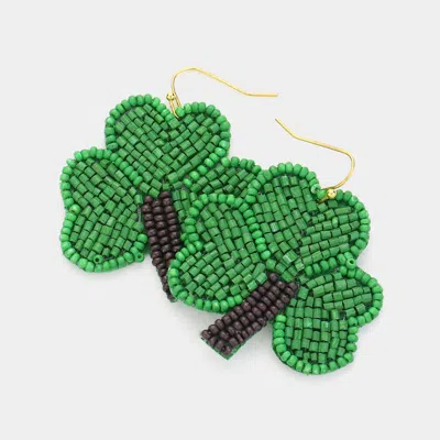 Fashnzfab Seed Beaded St Patricks Day Clover Dangle Earrings In Multi