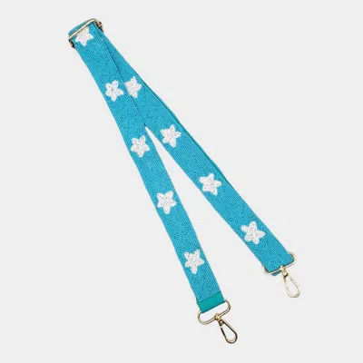 Fashnzfab Seed Beaded Star Bag Strap In Blue