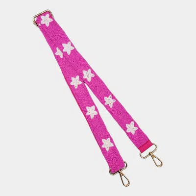 Fashnzfab Seed Beaded Star Bag Strap In Pink