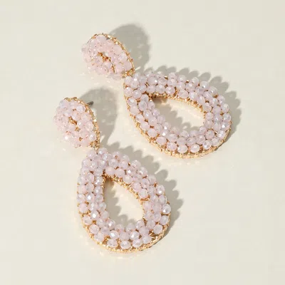 Fashnzfab Seed Beaded Teardrop Dangle Earrings - Gold, Lavender In Pink
