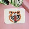 Fashnzfab Seed Beaded Tiger Accented Mini Pouch Bag In Multi