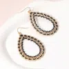 Fashnzfab Seed Beaded Wrapped Open Teardrop Dangle Earrings - Black, Gold In Gold