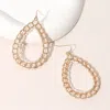 Fashnzfab Seed Beaded Wrapped Open Teardrop Dangle Earrings - Gold, White In Gold