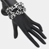 Fashnzfab Seed Beads Cuff Bracelet Black, White In Multi