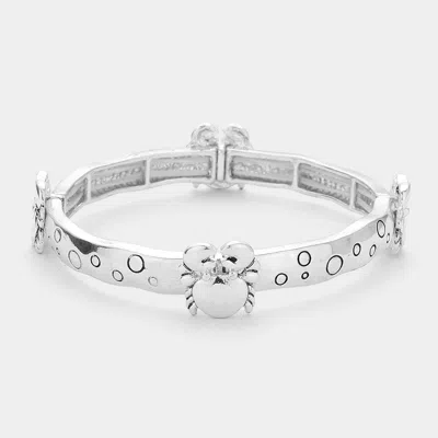Fashnzfab Segmented Bubble Crab Stretch Bracelet In Silver
