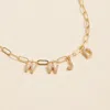 Fashnzfab Semi Fine Collection - 18k Gold Dipped Brass Metal Stone Paved Wwjd Monogram Charm Paperclip Chain N In Gold