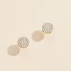 Fashnzfab Semi Fine Collection - 18k Gold Dipped Cz Stone Paved Circle Stud Earrings In Gold