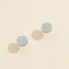 Fashnzfab Semi Fine Collection - 18k White Gold Dipped Cz Stone Paved Circle Stud Earrings In White