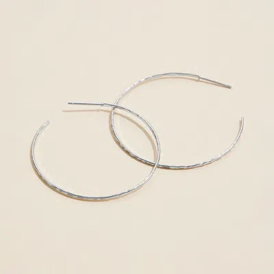 Fashnzfab Semi Fine Collection - 18k White Gold Dipped Open Hoop Earrings