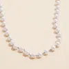 Fashnzfab Semi Fine Collection - 18k White Gold Dipped Pearl Station Necklace In White