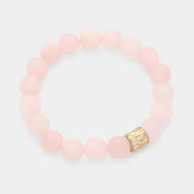 Fashnzfab Semi Precious Beaded Stretch Bracelet Pink