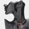 Fashnzfab Semi Precious Clover Stone Bead Necklace In Gold