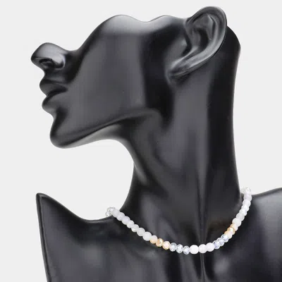Fashnzfab Semi Precious Faceted Beaded Choker Necklace In Multi