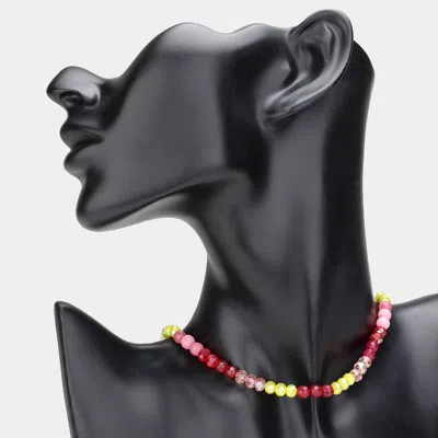Fashnzfab Semi Precious Faceted Beaded Choker Necklace In Pattern