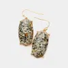Fashnzfab Semi Precious Hexagon Dangle Earrings - Black, Neutral In Gold