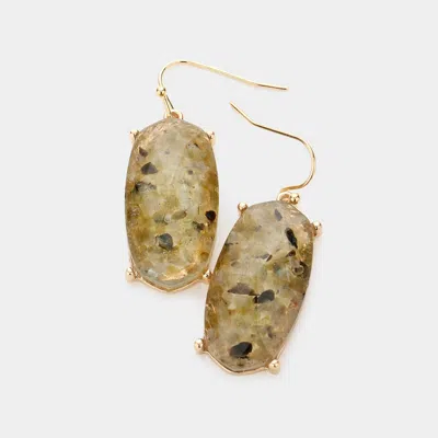 Fashnzfab Semi Precious Hexagon Dangle Earrings - Gray