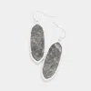 Fashnzfab Semi Precious Hexagon Dangle Earrings - Gray In Gray