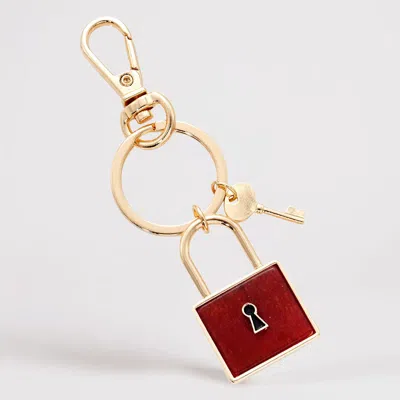 Fashnzfab Semi Precious Lock Keychain / Bag Charm In Gold