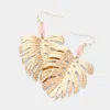 Fashnzfab Semi Precious Metal Tropical Leaf Link Dangle Earrings In Gold